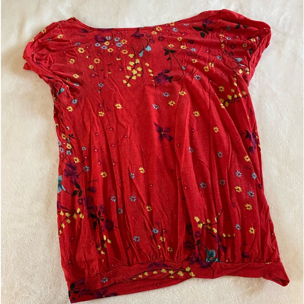 Free People | Red Floral Top - Picture 4 of 7